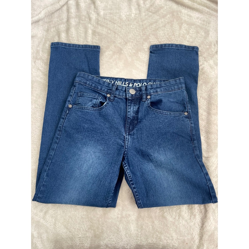 Beverly Hills Polo Club Boys Blue Jeans Size 14 Medium Wash Straight Leg Denim